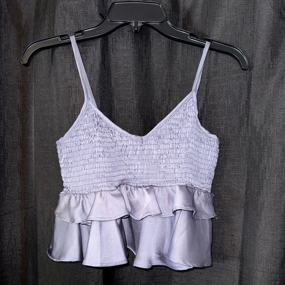 Ruched tiered purple top